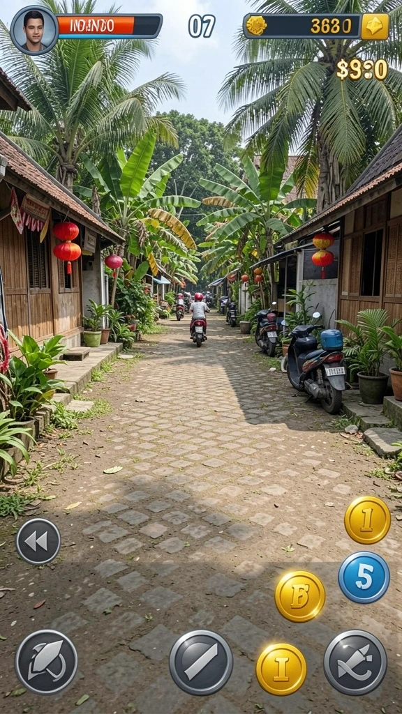 Screenshot menampilkan tampilan level yang penuh tantangan.