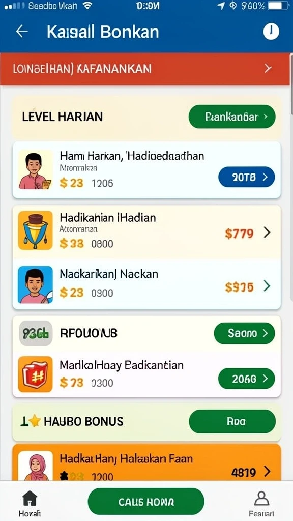 Screenshot menunjukkan berbagai pilihan permainan yang tersedia.